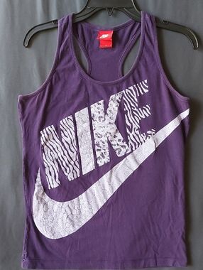 Nike Purple Racerback Tank with White Logo Print